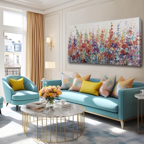 Xianshou Pink and Gold Wall Art Flowers Picture Textured Decor for Bedroom Living Room Office