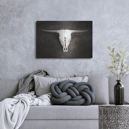 Sepia Cattle Skull Metal Wall Art 36x24