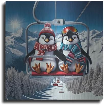Penguin Ski Friends Metal Wall Art 24x24