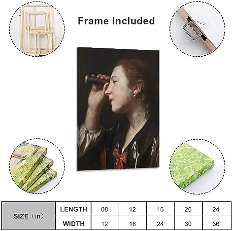 Pietro Rotari Girl Through Telescope Art Poster Canvas Print Wall Art