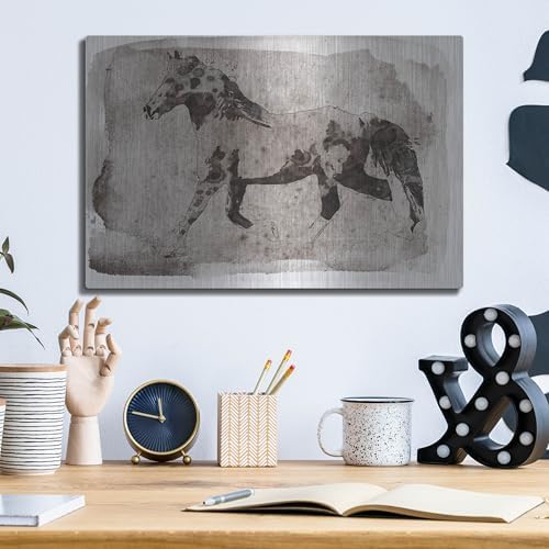 Dark Brown Horse Running Metal Wall Art 16x12