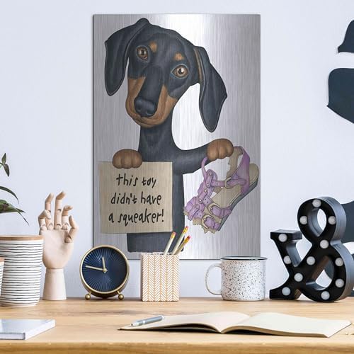 Squeaky Black Dachshund Metal Wall Art 12x16