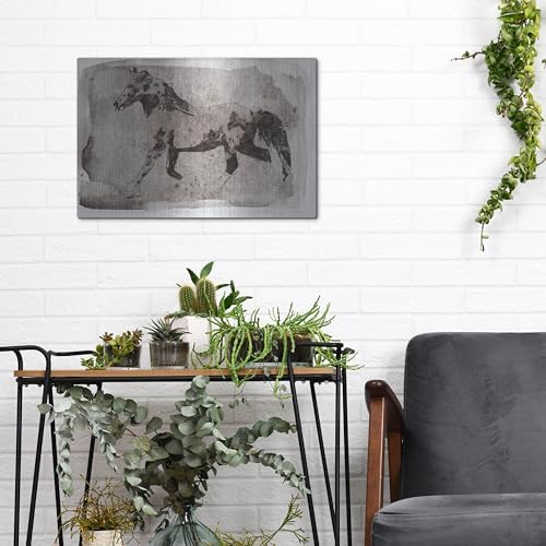 Dark Brown Horse Running Metal Wall Art 16x12