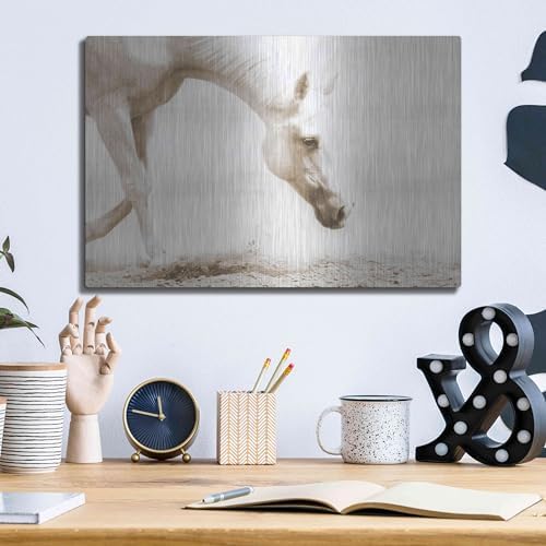 Trail Horse Sepia Metal Wall Art 16x12