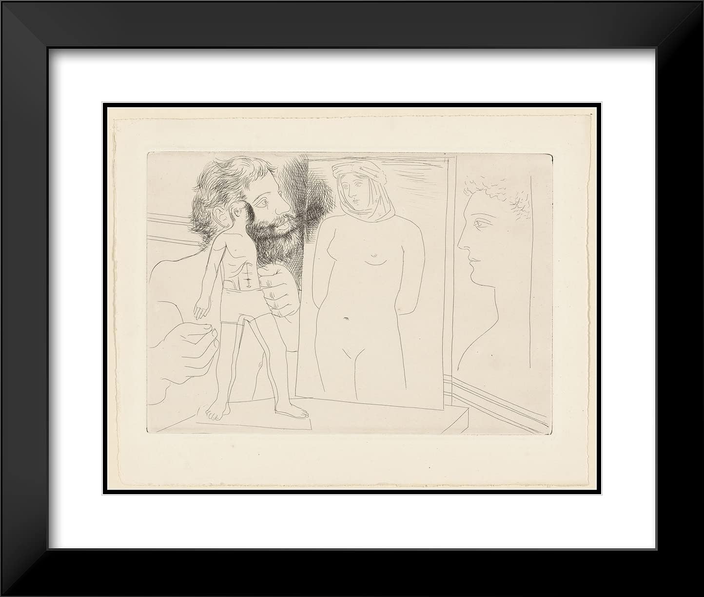 ArtDirect Pablo Picasso Framed Art Print Sculptor with Sculpture and Other Works Plate Five Le Chef DOeuvre Inconnu