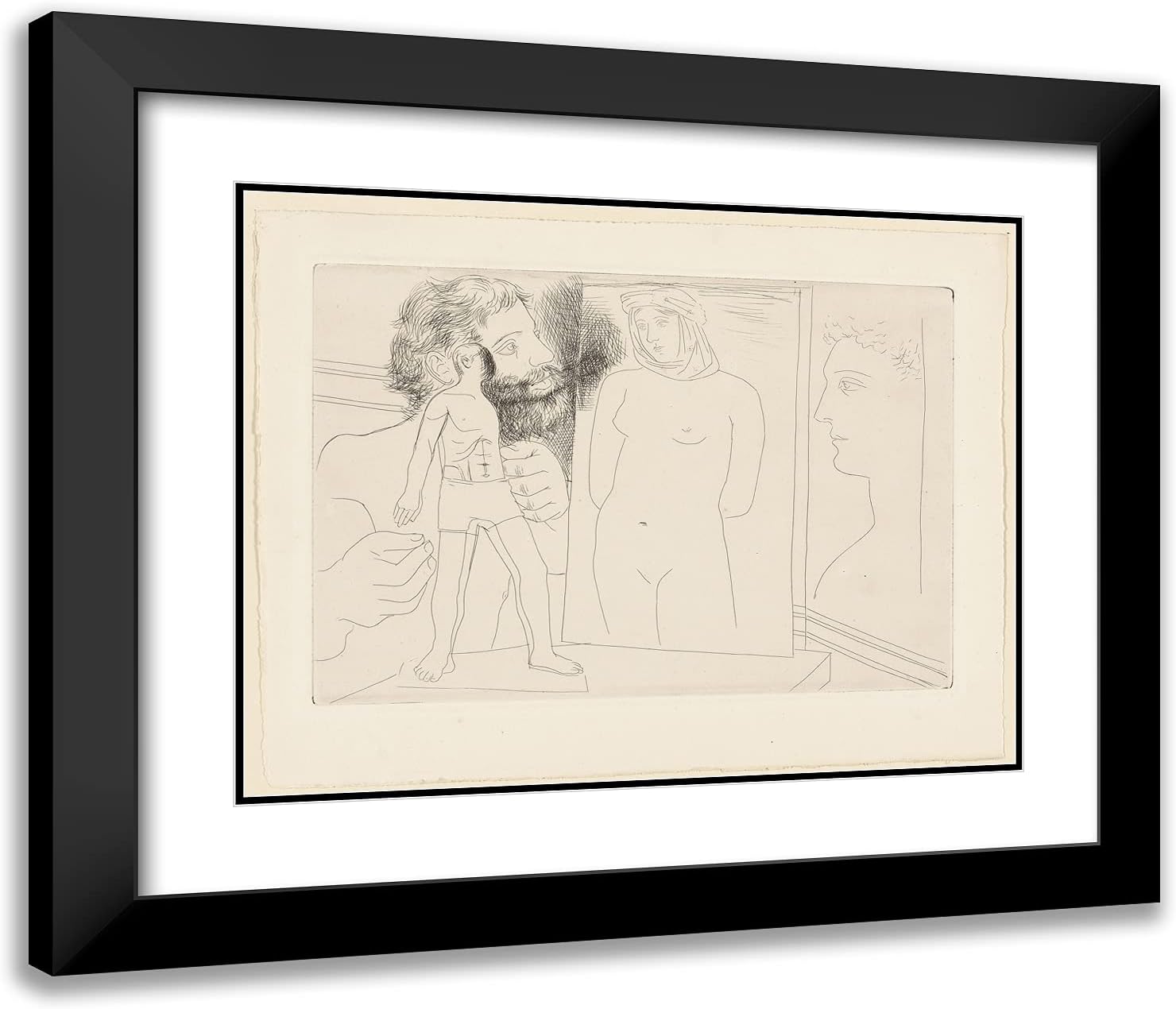 ArtDirect Pablo Picasso Framed Art Print Sculptor with Sculpture and Other Works Plate Five Le Chef DOeuvre Inconnu