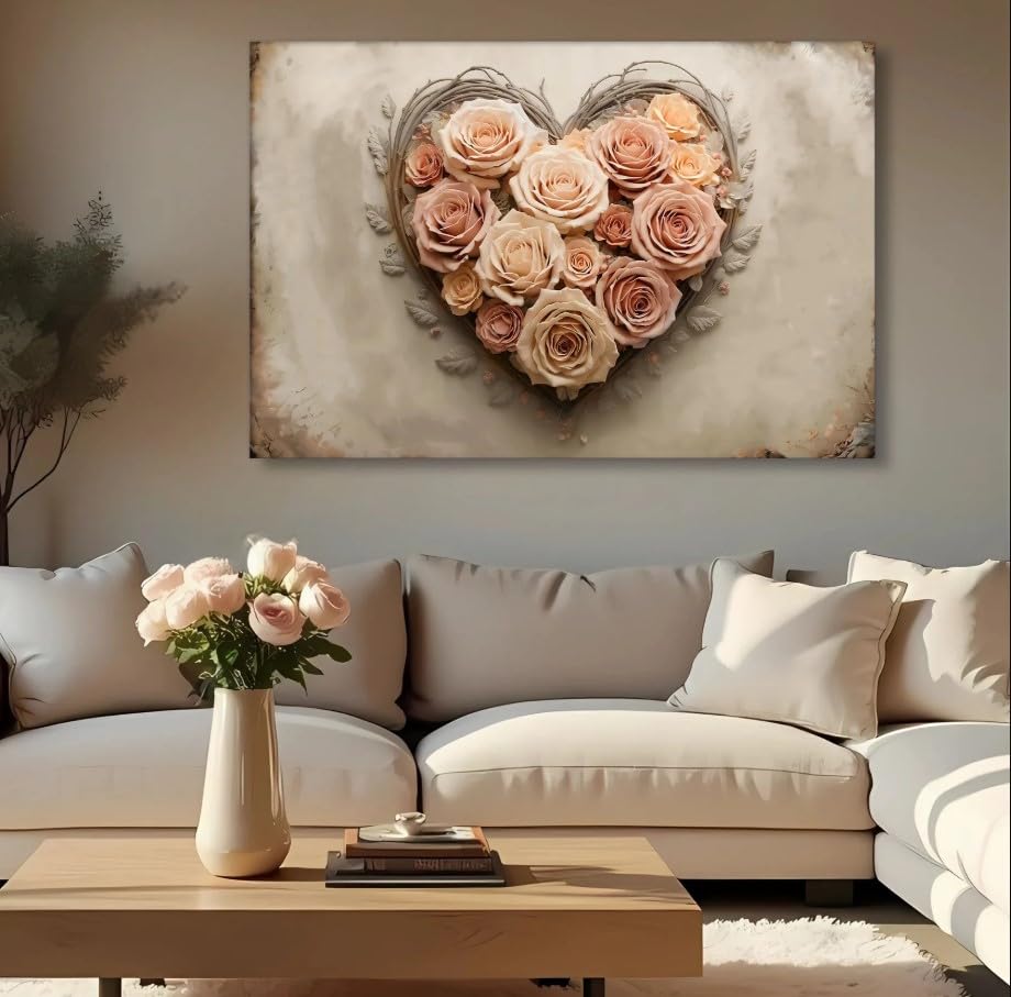 Floral Heart Wall Art III 12x18 - Heart Decor for Home