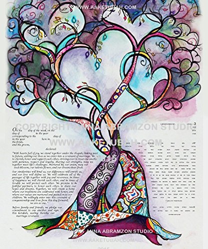 Two Hearts into One Ketubah Marriage Contract