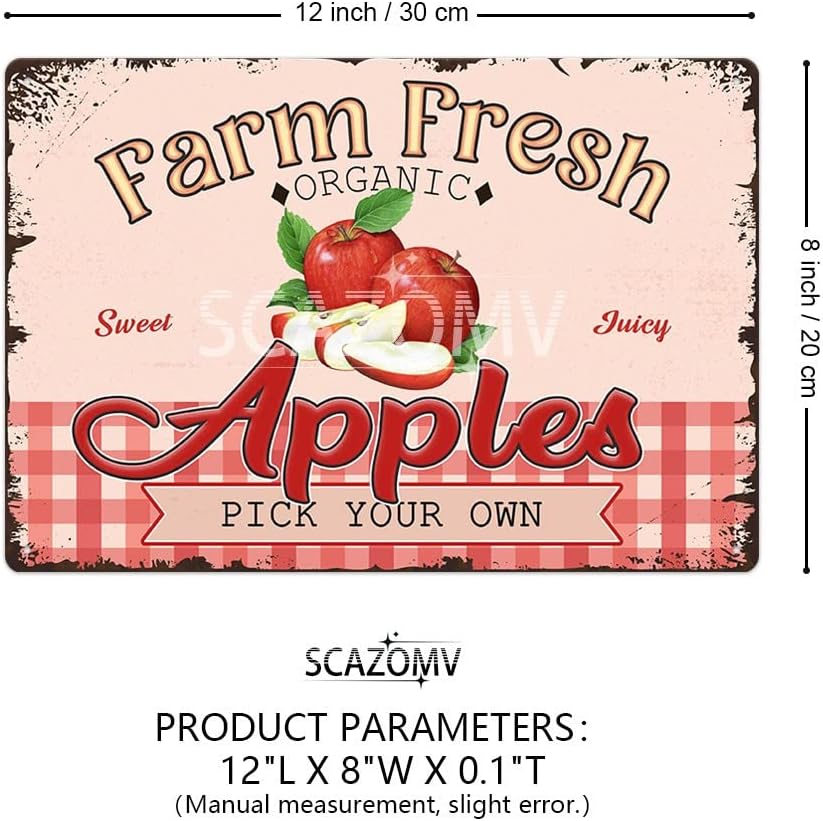 SCAZOMV Vintage Metal Apple Tin Wall Art Sign
