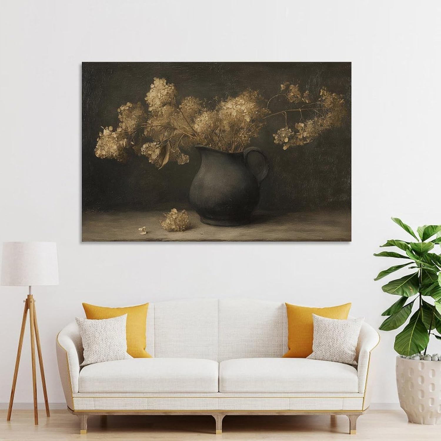 Vintage Dried Hydrangea Flowers Wall Art Canvas Print 12x18inch