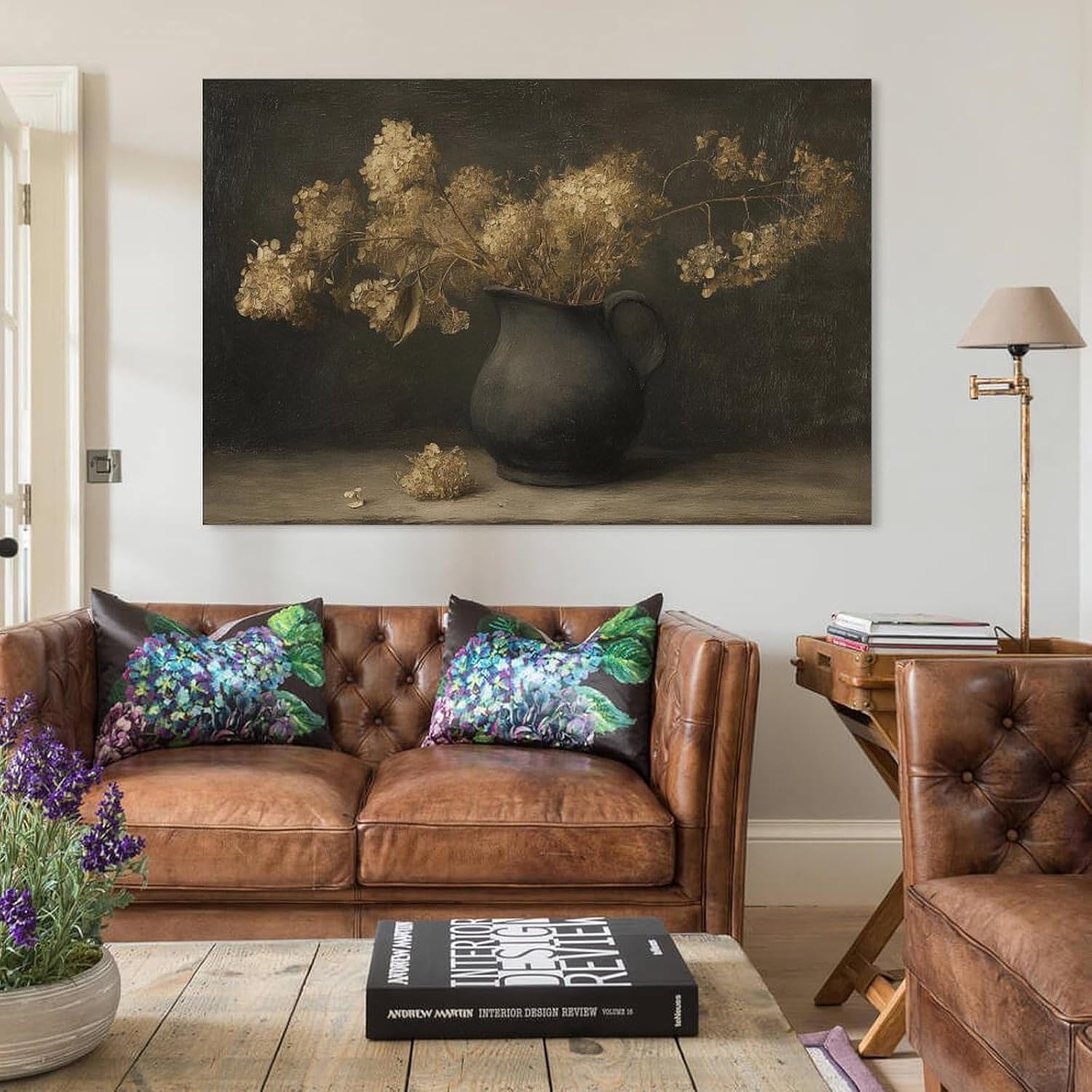 Vintage Dried Hydrangea Flowers Wall Art Canvas Print 12x18inch