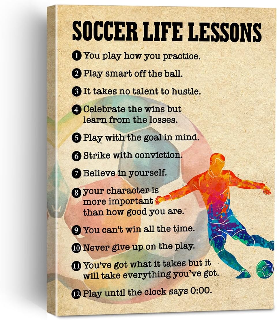 Soccer Wall Art Canvas Painting Framed Decor for Home Office