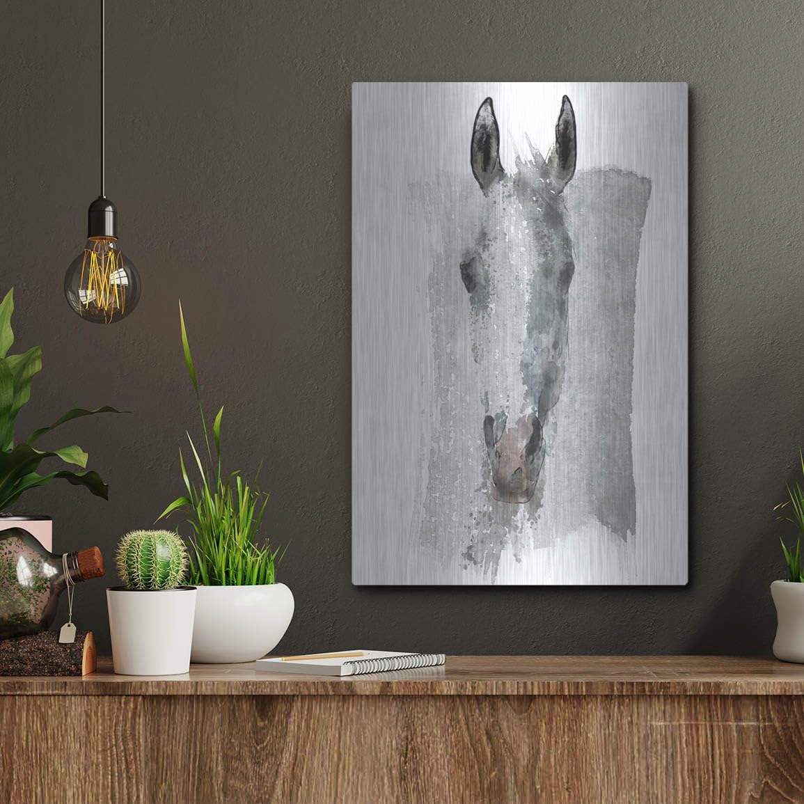 Watercolor Horse Portrait by Irena Orlov Metal Wall Art 12x16