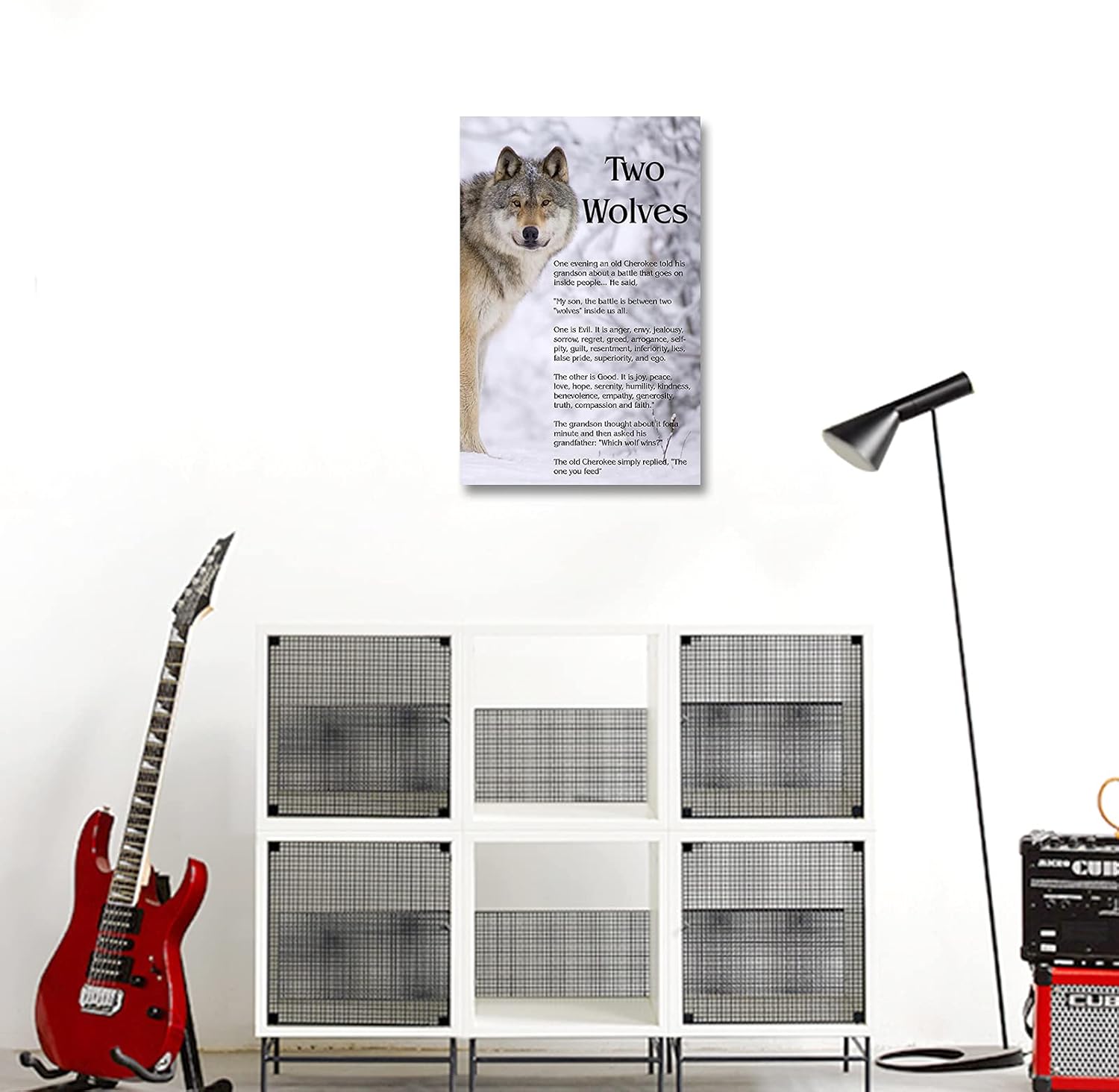 Wolf Wall Art Canvas Framed - Motivational Quotes Wolf Decor for Office and Bedroom