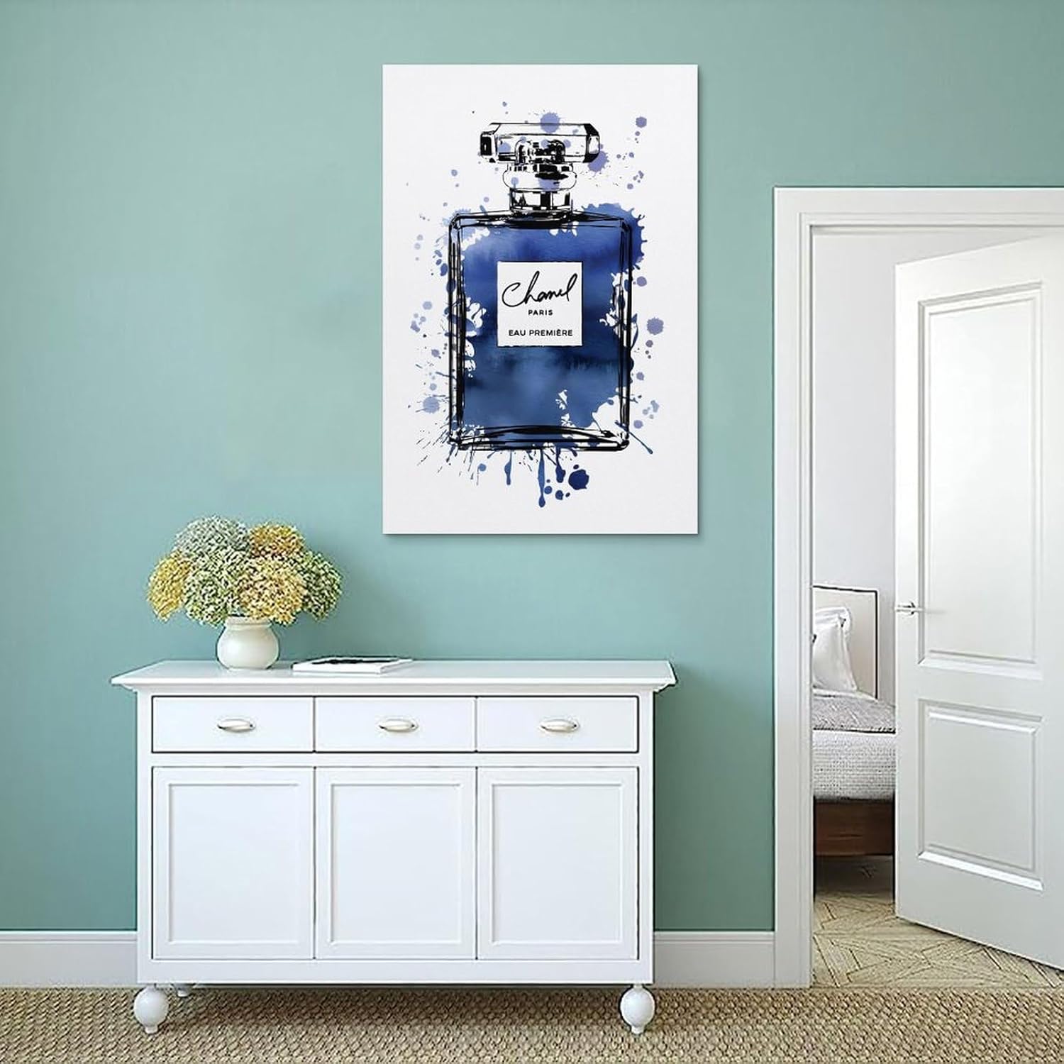 BanLaArt Gold Perfume Bottle Wall Art Print Modern Bedroom Decor 12x18inch