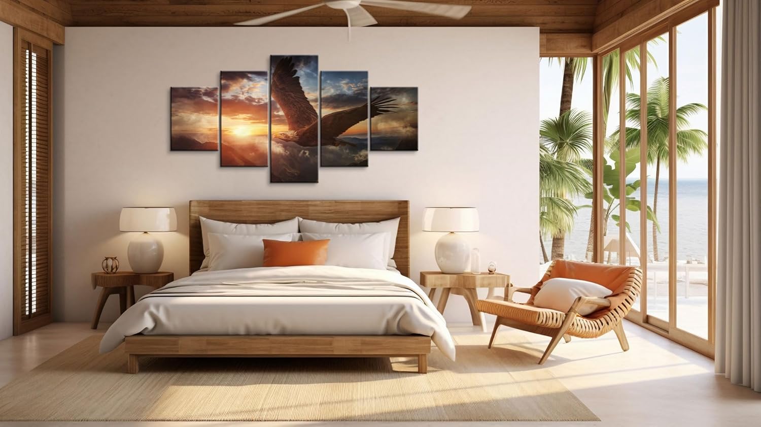 YOUHONG 5 Panel Bald Eagle Wall Art - Modern Decor Canvas Art for Home