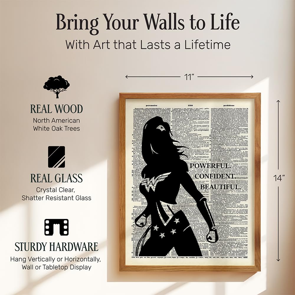 Powerful Woman Wall Art 11x14 Framed - Inspirational Decor for Girls Bedroom