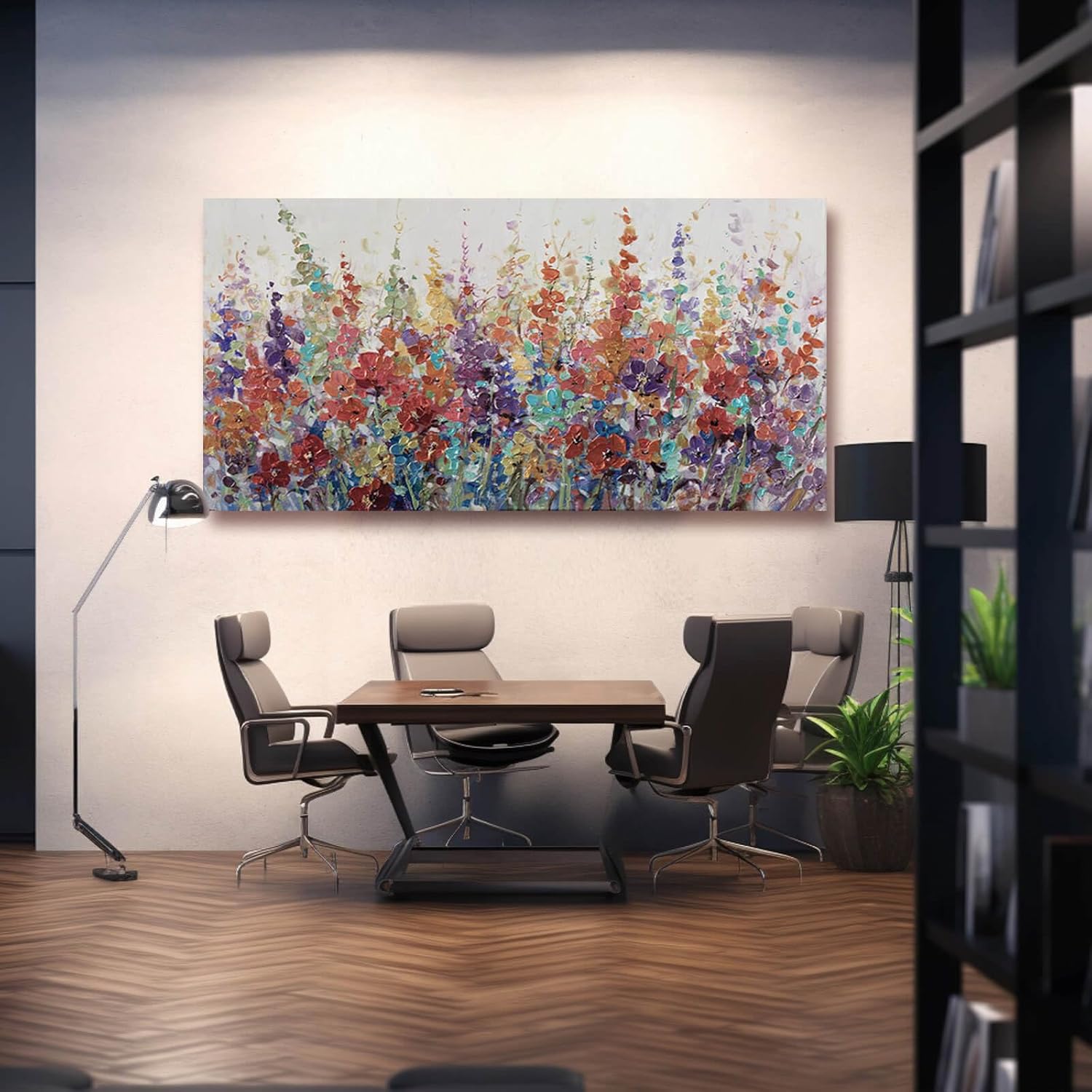 Xianshou Pink and Gold Wall Art Flowers Picture Textured Decor for Bedroom Living Room Office