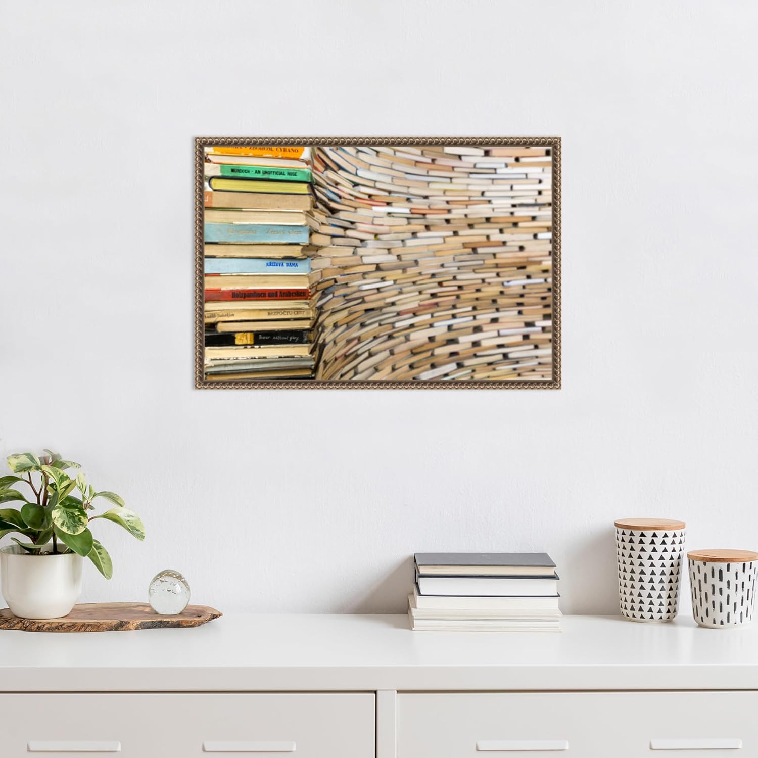 Framed Canvas Wall Art 16x23 Book Sculpture at Prague City Library 1 by Wendy Kaveney Danita Delimont