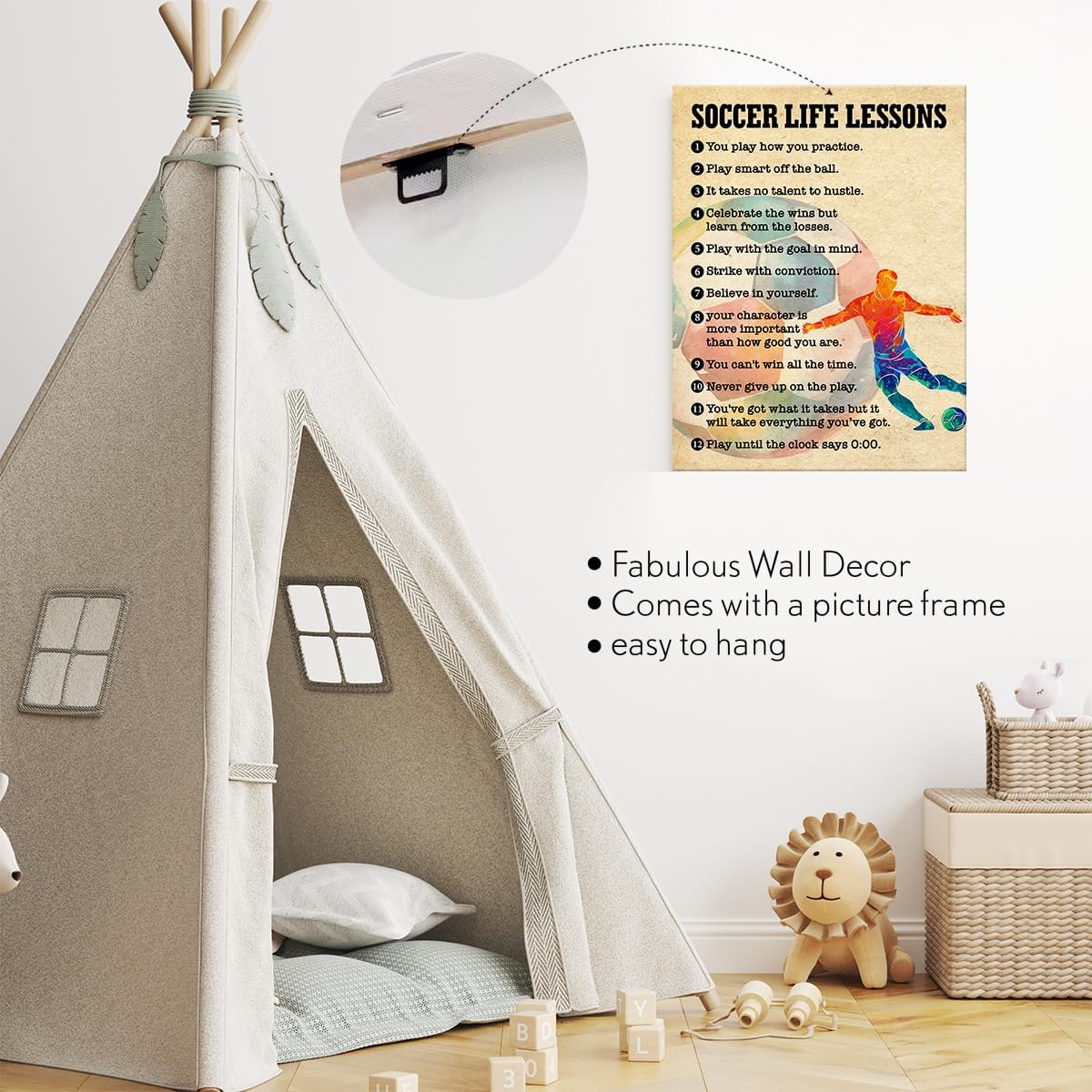 Soccer Wall Art Canvas Painting Framed Decor for Home Office