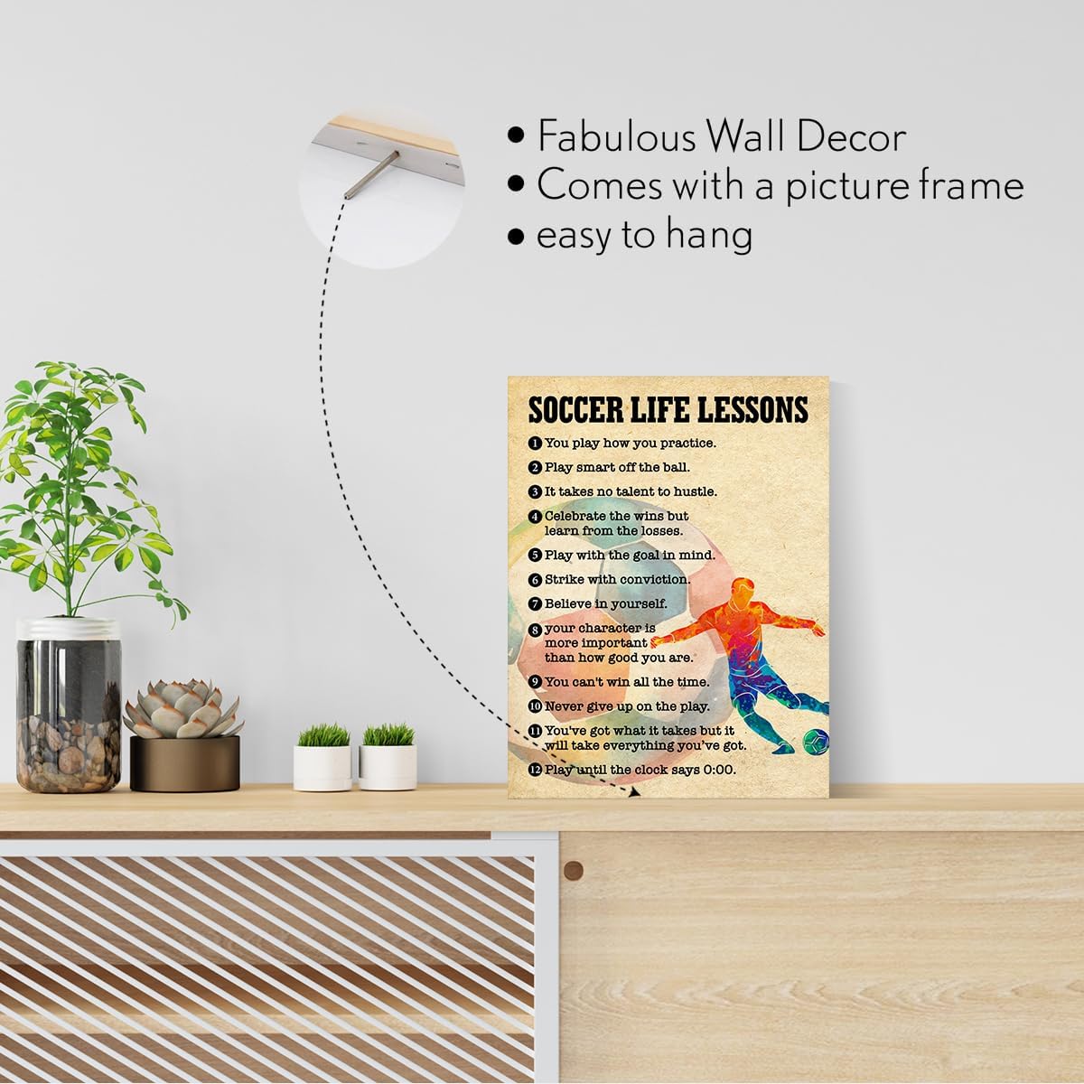 Soccer Wall Art Canvas Painting Framed Decor for Home Office