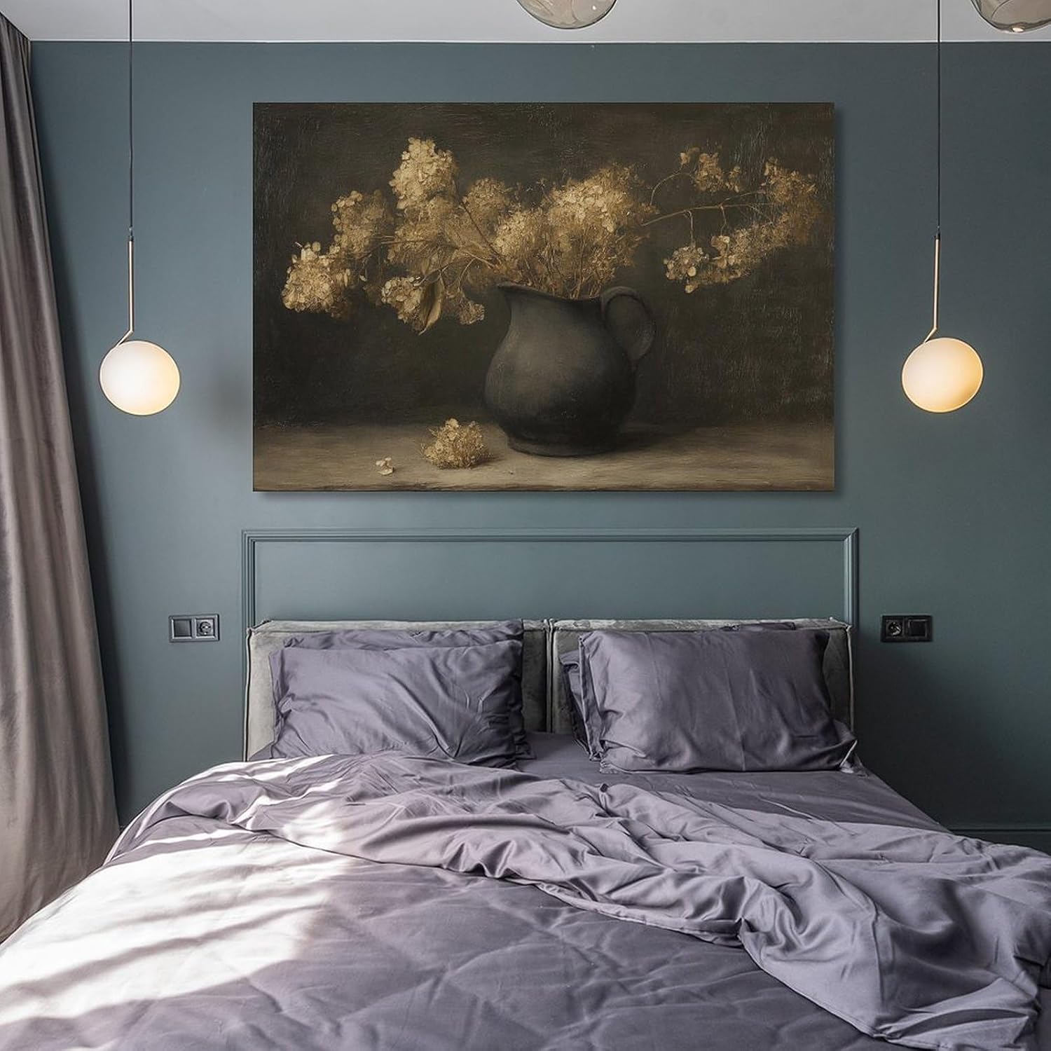 Vintage Dried Hydrangea Flowers Wall Art Canvas Print 12x18inch