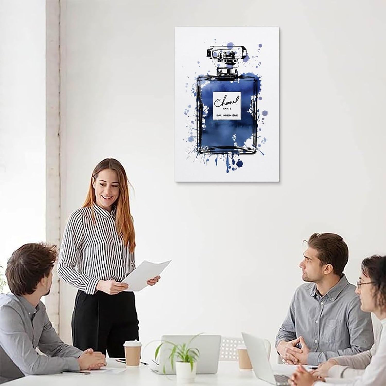 BanLaArt Gold Perfume Bottle Wall Art Print Modern Bedroom Decor 12x18inch