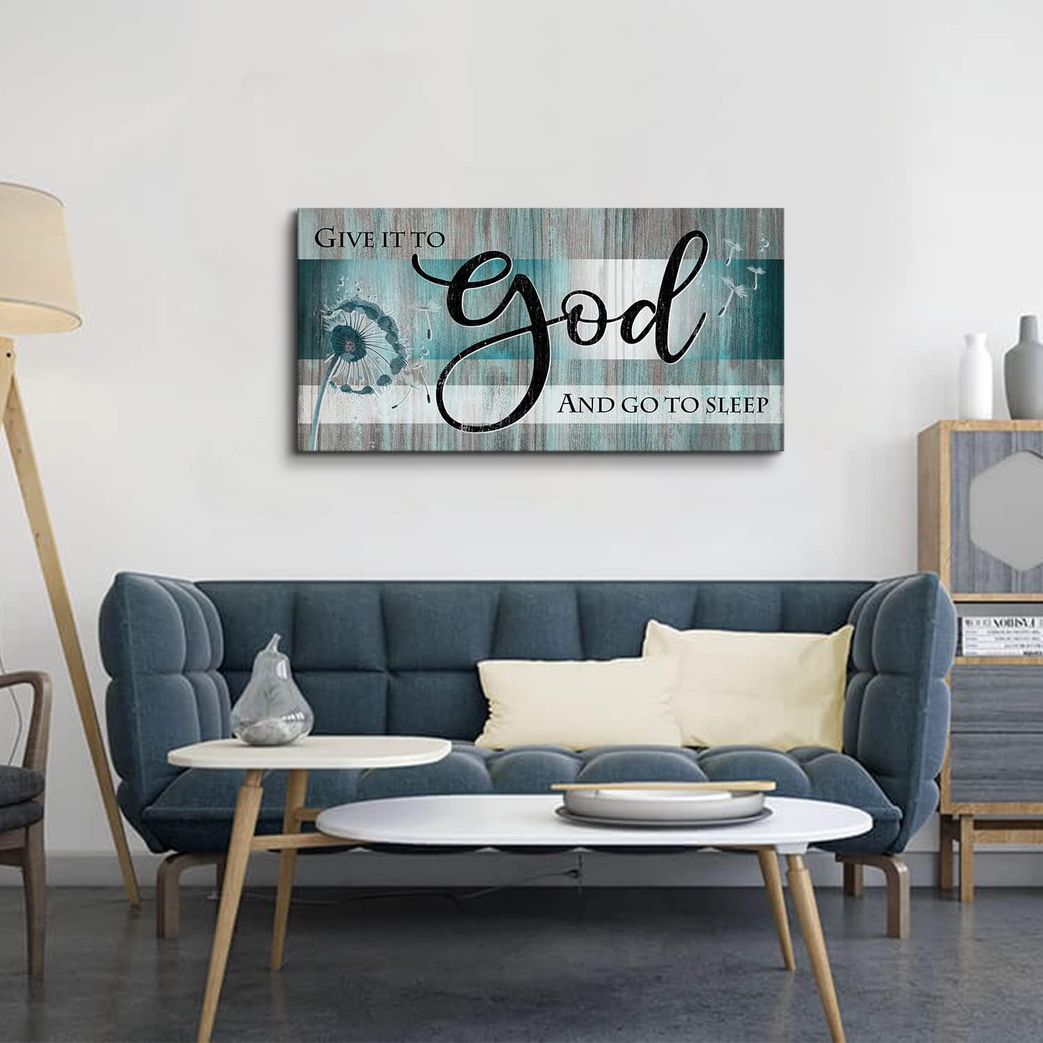 Give It To God And Go To Sleep Bible Verse Wall Art Canvas 20x40