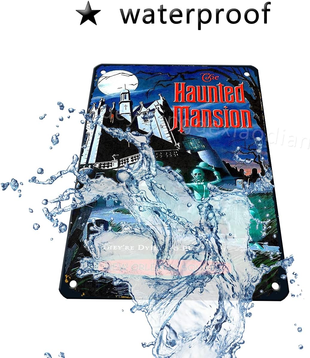 Haunted Mansion Vintage Metal Sign Poster 12x8 Inches