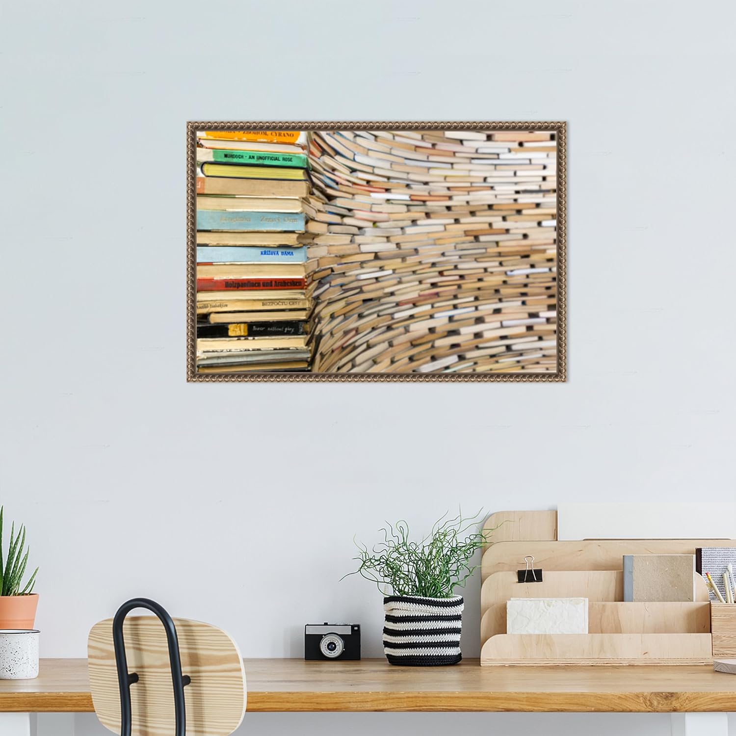 Framed Canvas Wall Art 16x23 Book Sculpture at Prague City Library 1 by Wendy Kaveney Danita Delimont