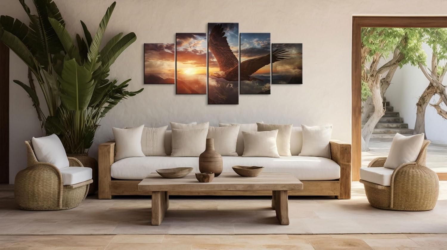YOUHONG 5 Panel Bald Eagle Wall Art - Modern Decor Canvas Art for Home