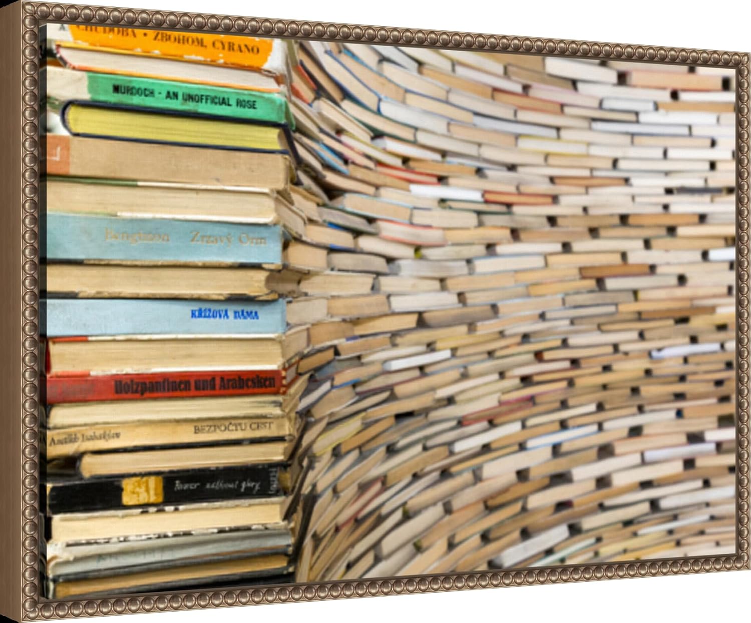 Framed Canvas Wall Art 16x23 Book Sculpture at Prague City Library 1 by Wendy Kaveney Danita Delimont