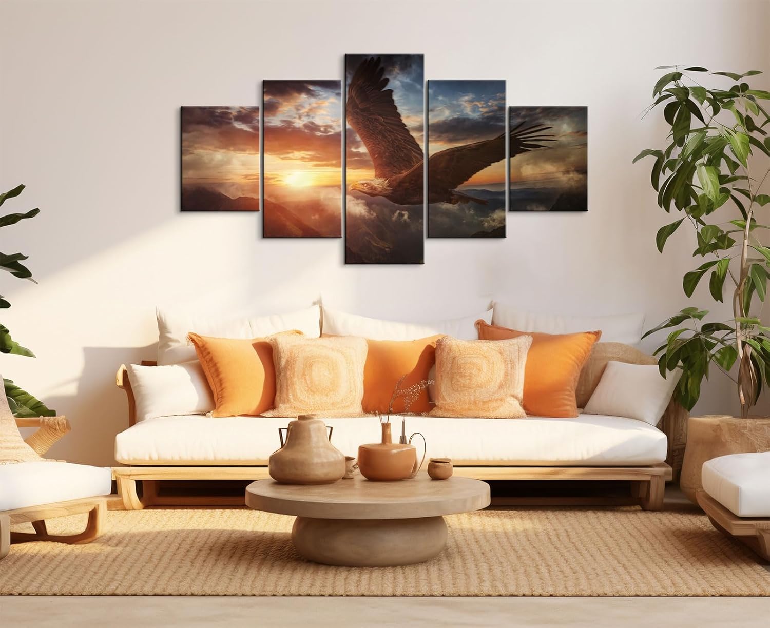 YOUHONG 5 Panel Bald Eagle Wall Art - Modern Decor Canvas Art for Home