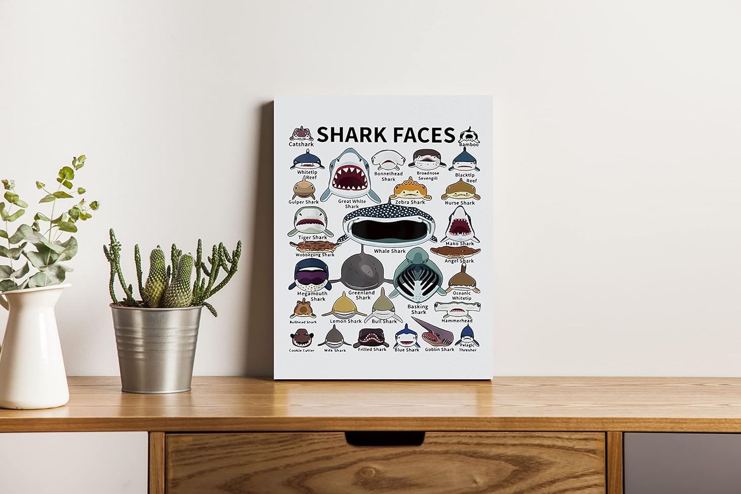 Nogrit Shark Canvas Wall Art 11x14 Inch for Home Decor and Gifts