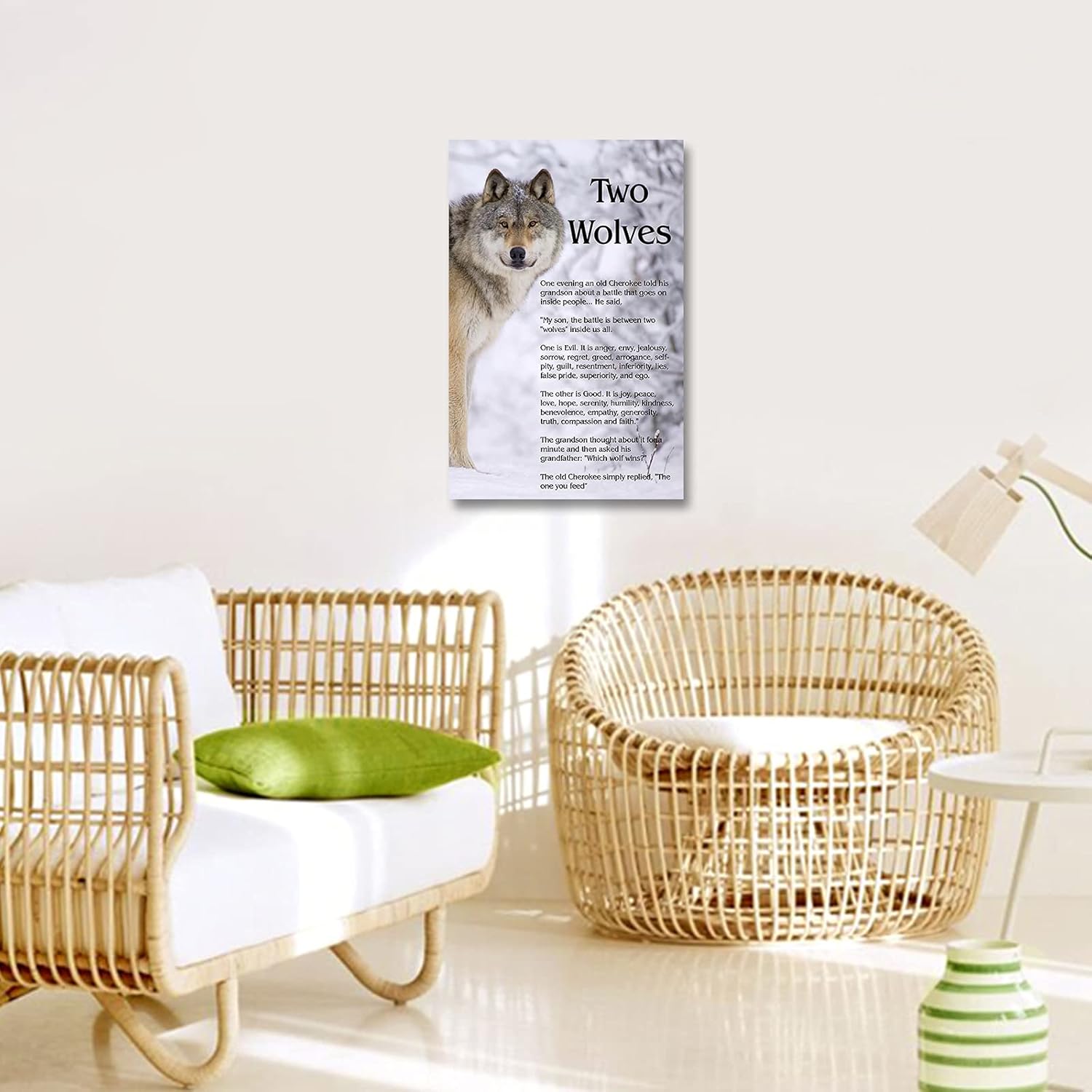 Wolf Wall Art Canvas Framed - Motivational Quotes Wolf Decor for Office and Bedroom