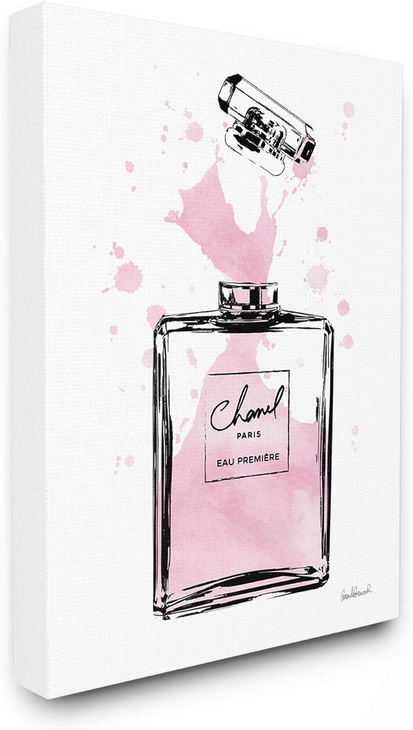 Stupell Home Dcor Collection Pretty Pink Watercolor Perfume Bottle Splash