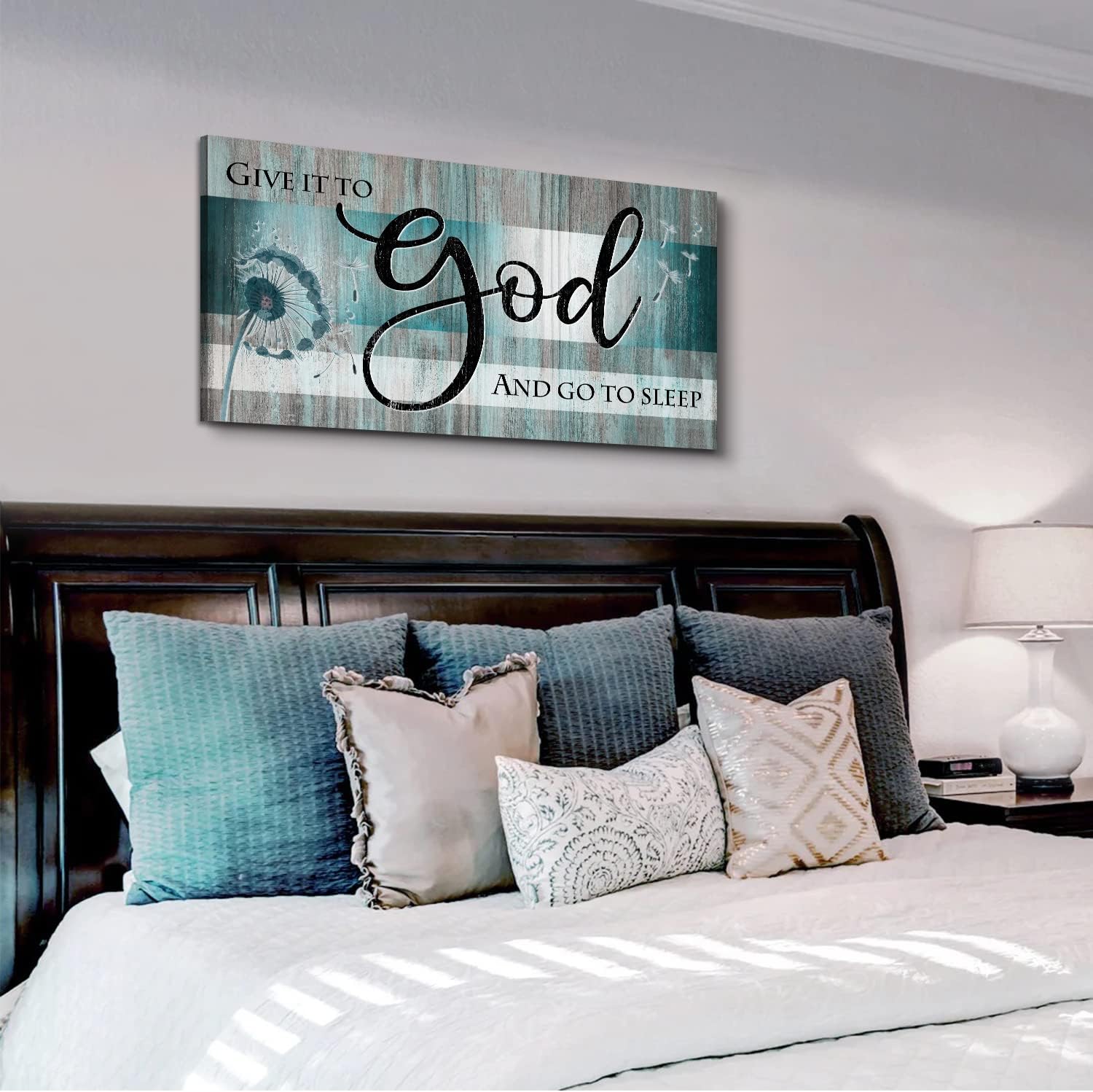 Give It To God And Go To Sleep Bible Verse Wall Art Canvas 20x40