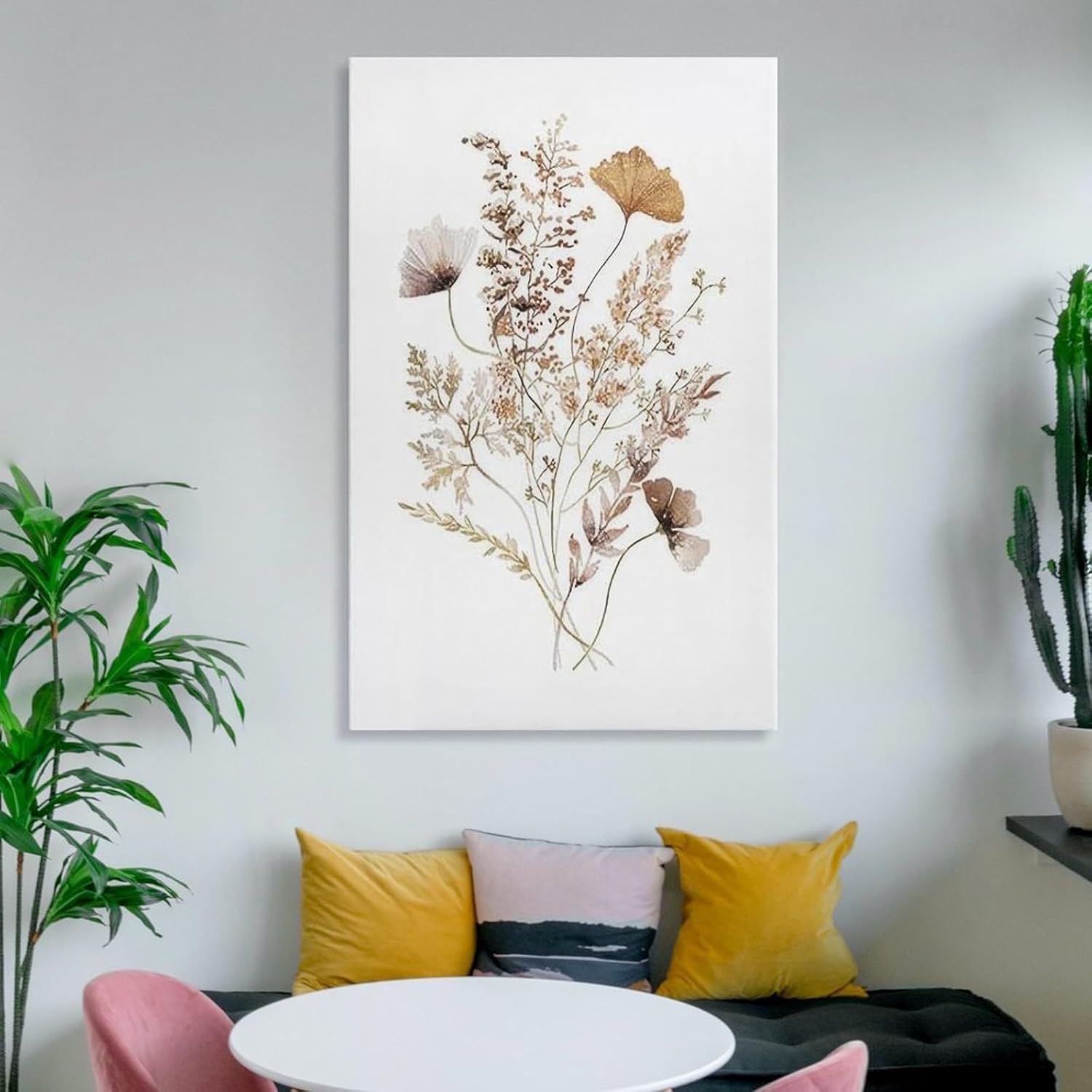Vintage Inspired Dried Flower Wall Decor Print Canvas Poster 8x12 Inch