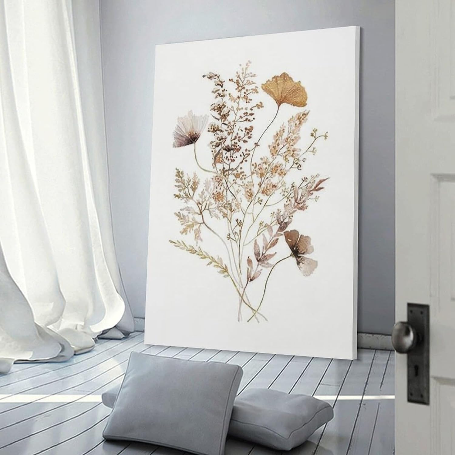 Vintage Inspired Dried Flower Wall Decor Print Canvas Poster 8x12 Inch