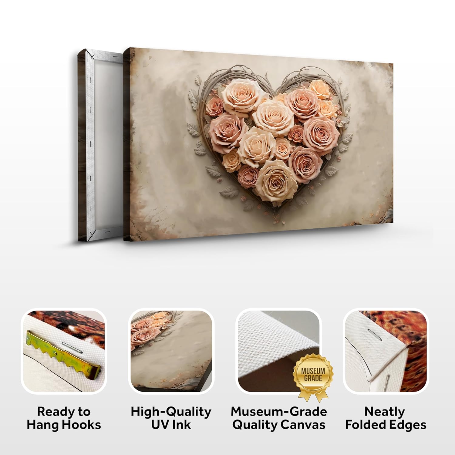 Floral Heart Wall Art III 12x18 - Heart Decor for Home