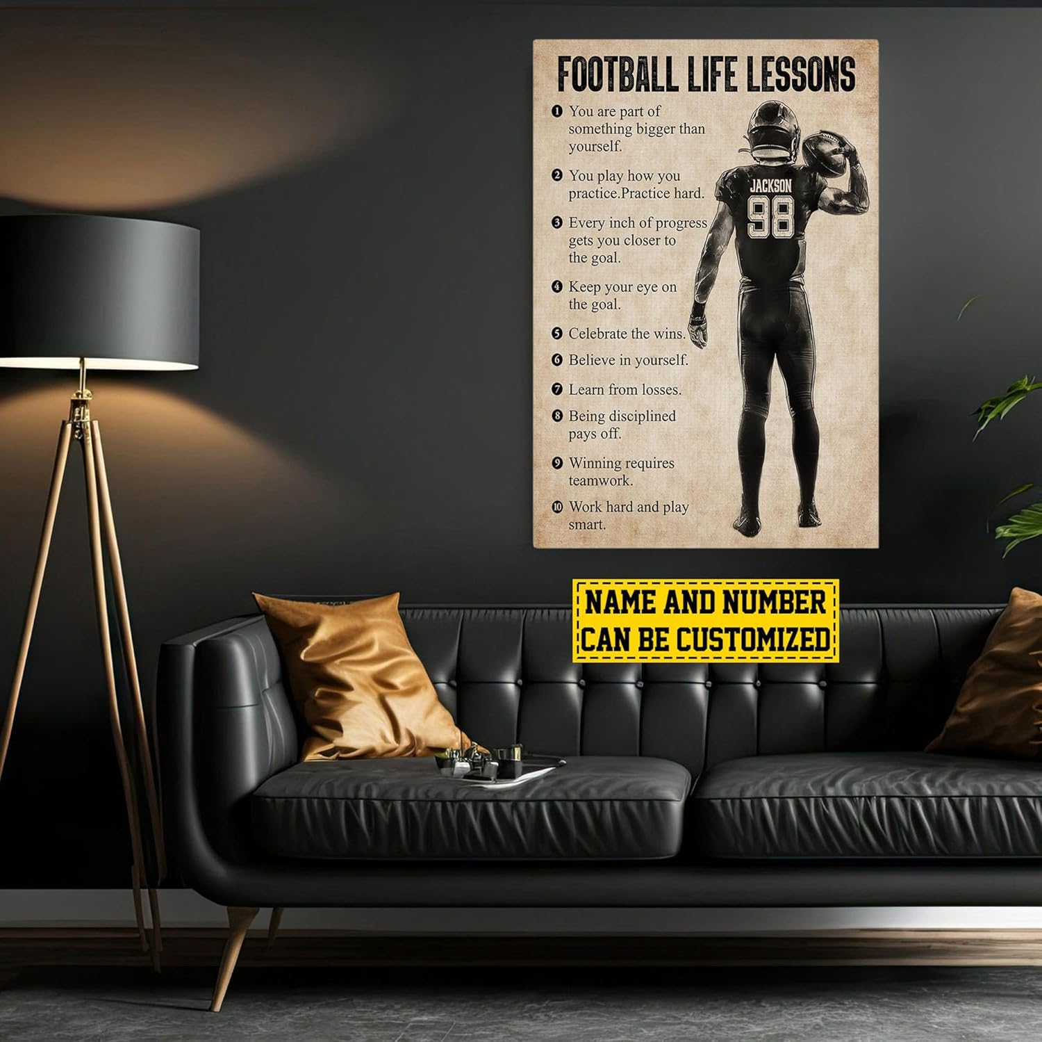 Football Motivational Canvas Art Print Wall Decor for Boys and Home