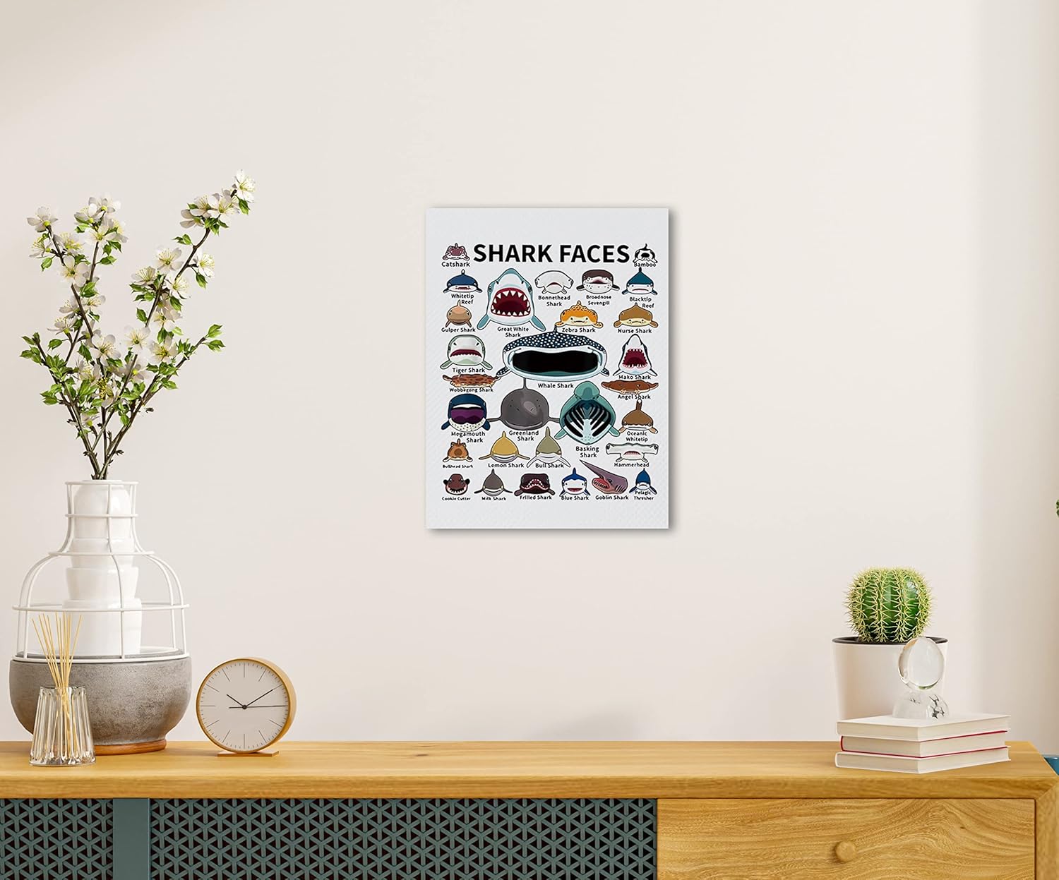 Nogrit Shark Canvas Wall Art 11x14 Inch for Home Decor and Gifts