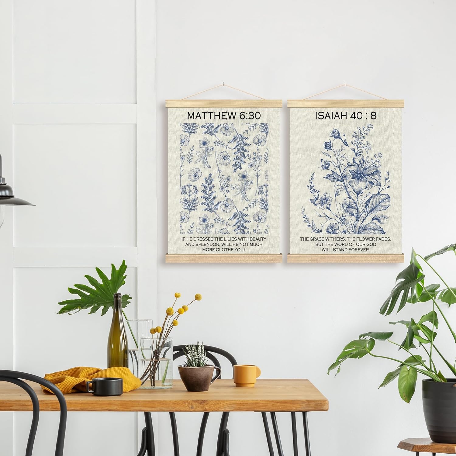 BCUANGD Christian Wall Decor - Wildflower Bible Verse Art Poster with Wood Frame 12x16 Inches