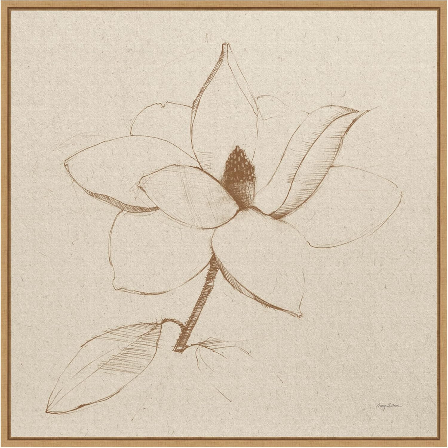 Amanti Art Modern Vintage Floral II Framed Canvas