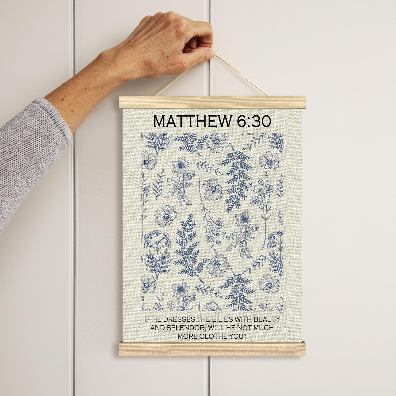 BCUANGD Christian Wall Decor - Wildflower Bible Verse Art Poster with Wood Frame 12x16 Inches