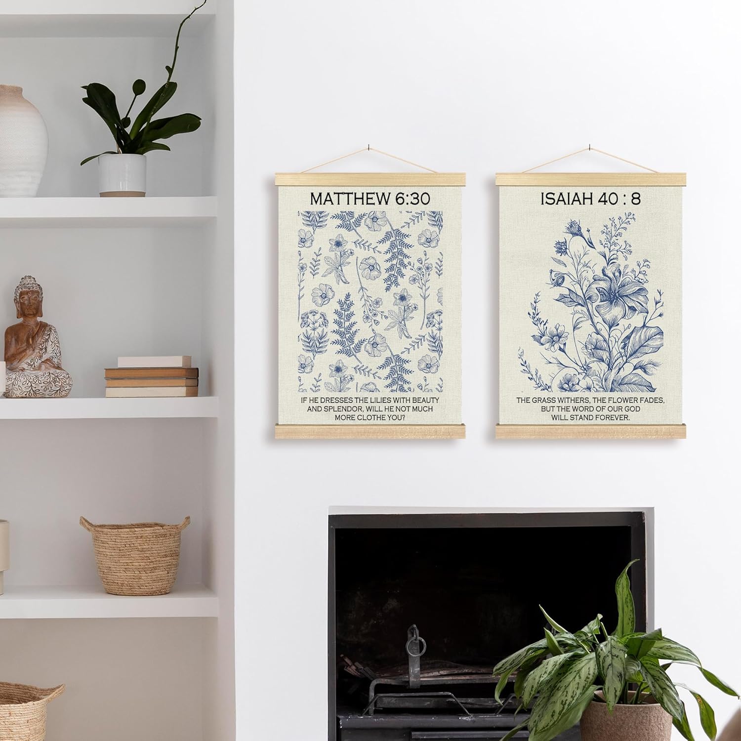 BCUANGD Christian Wall Decor - Wildflower Bible Verse Art Poster with Wood Frame 12x16 Inches