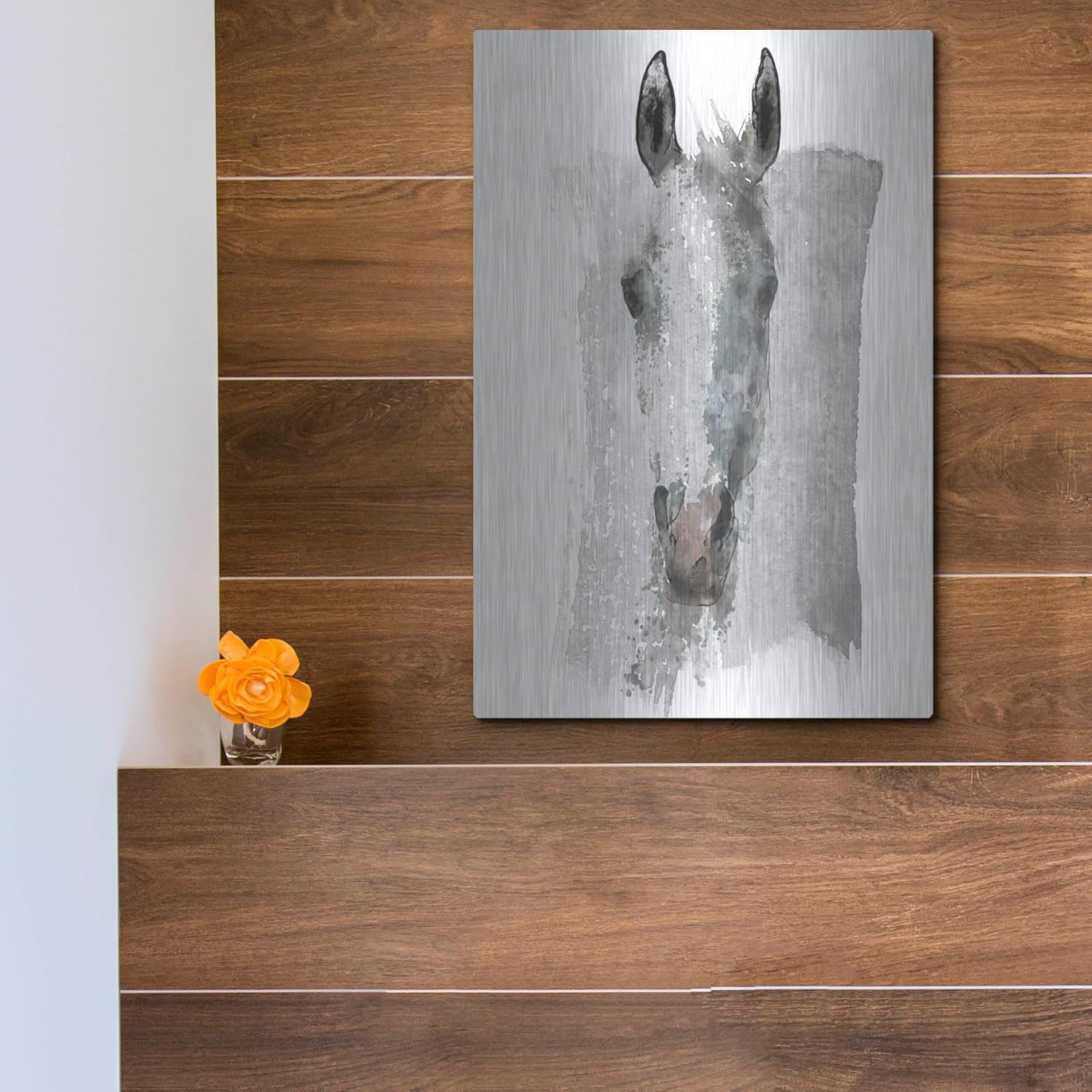Watercolor Horse Portrait by Irena Orlov Metal Wall Art 12x16