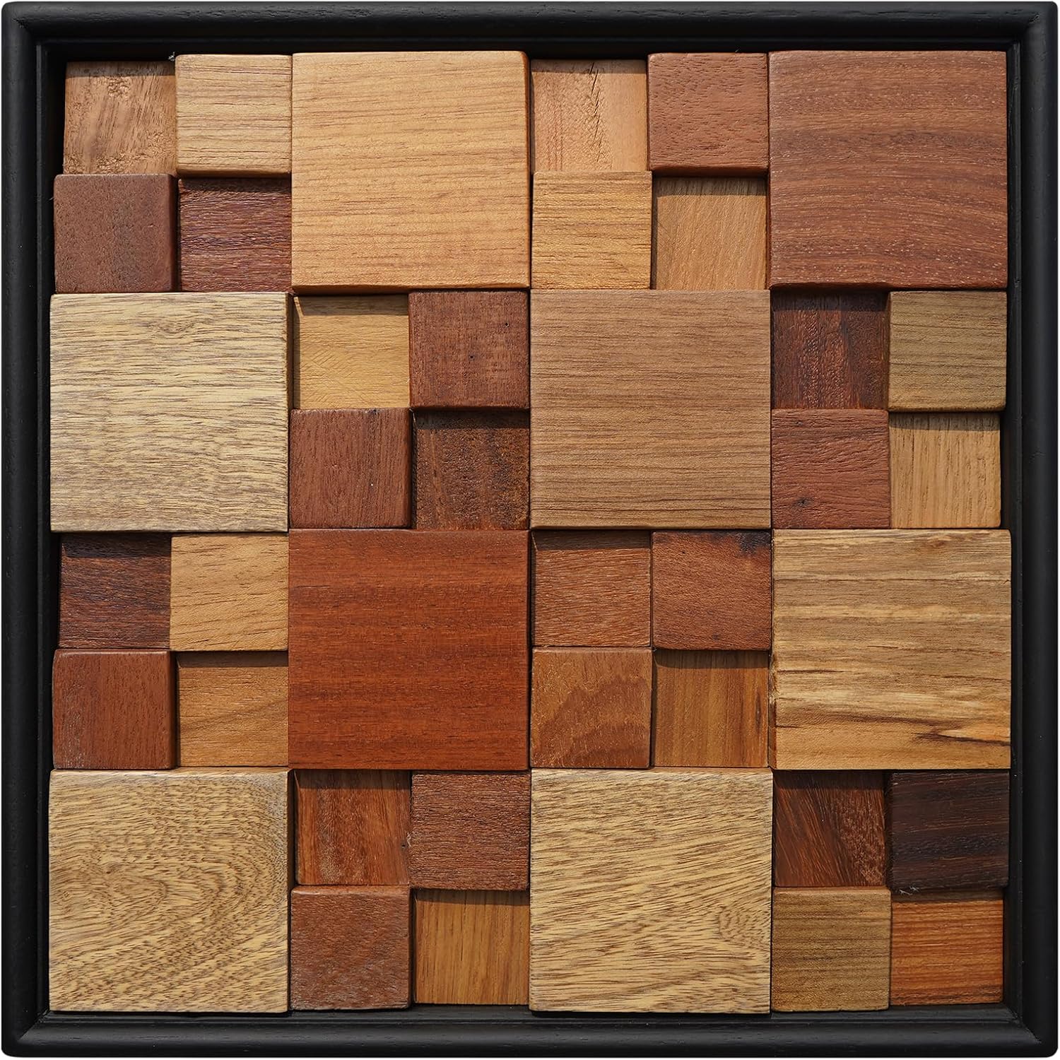 DQQWood 3D Nature Colored Solid Wood Mosaic Decorative Painting