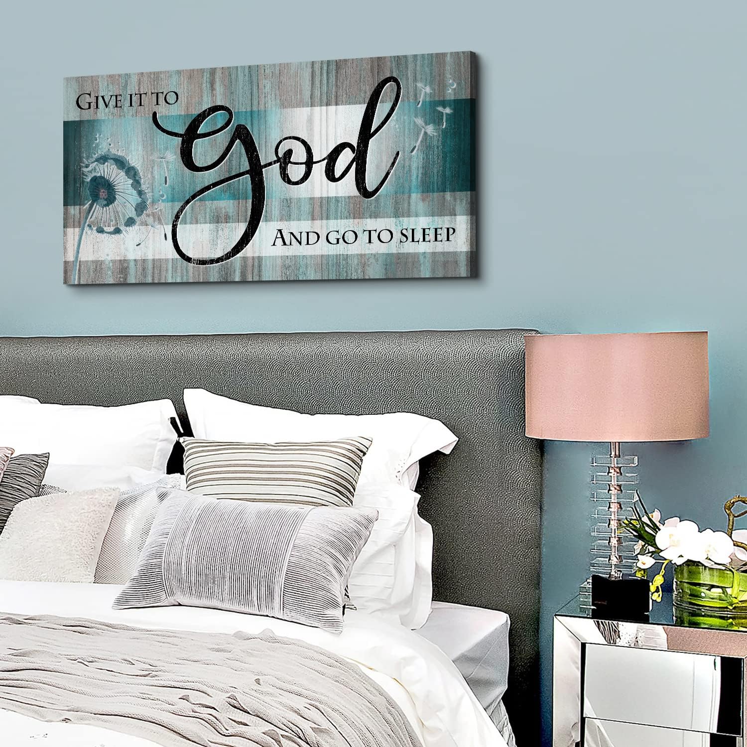 Give It To God And Go To Sleep Bible Verse Wall Art Canvas 20x40
