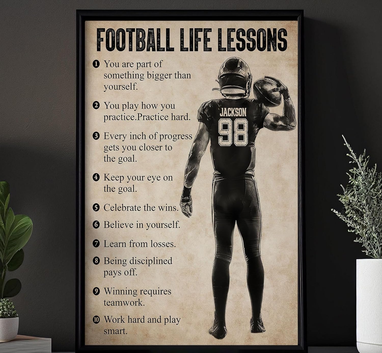 Football Motivational Canvas Art Print Wall Decor for Boys and Home